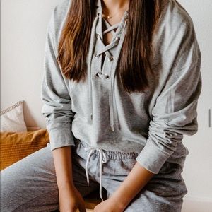 Grey Michael Kors Lace-up Hoodie